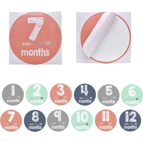 Lovely round New Baby Pregnant Women Monthly Photograph Stickers Month 1-12 Milestone Sticker