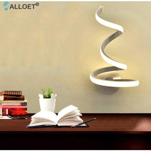 Bedside Room Bedroom Wall Decor Arts LED Spiral Light Modern Creative Wall Mount Bedside Room Lamp Metal Sconces Lamp