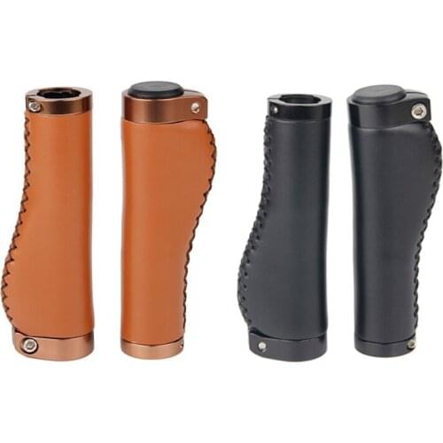 Handle Grips Bike Retro PU Leather Lockable Grips Bicycle Cycling Steering Wheel Anti-Skid Handlebar Protector Cover