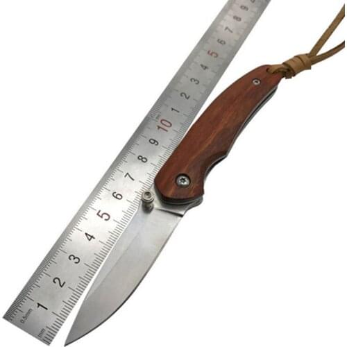 Folding Knives 440c stainless steel Wood Steel Handle Knife Camping Outdoor Survival Pocket Tactical Knife EDC Tool