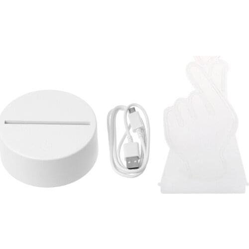 USB Novelty 7 Colors Changing Finger Heart LED Night Light 3D Desk Table Lamp Home Decor