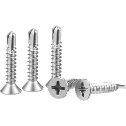 Uxcell Phillips Head Self Drilling Screws, #12 x 26mm 410 Stainless Steel Full Thread Sheet Metal Screw 200pcs