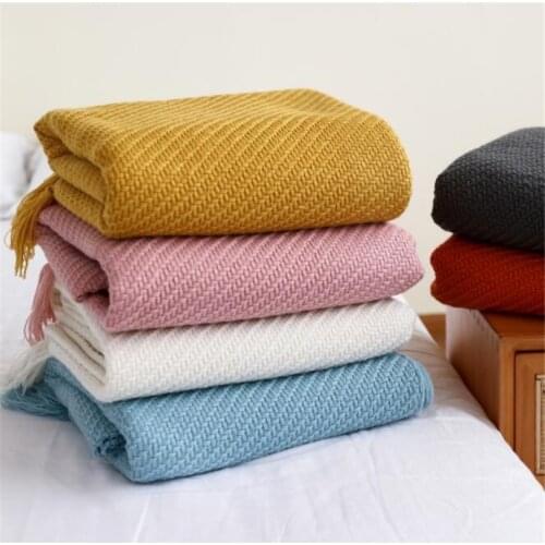 Knitted Blanket Sofa Throw Blanket With Tassel Nordic Decorative Blankets Cotton Tapestry Bedspread Quilt Travel TV Nap Blankets