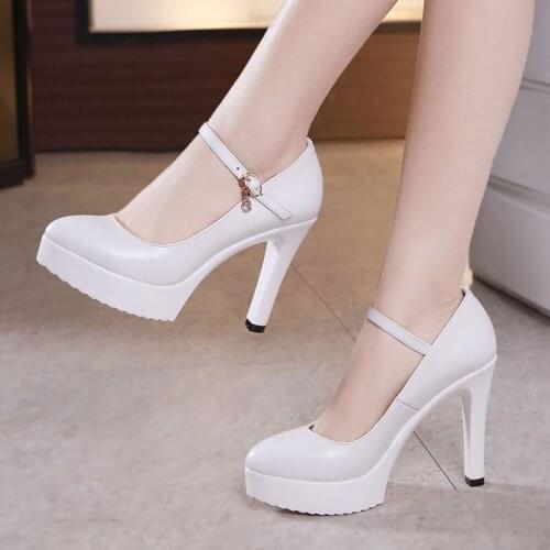 2019 cheongsam T platform womens shoes autumn high-heeled shoes womens fine with pointed waterproof platform