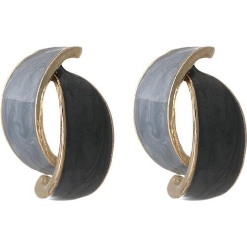 TIMEONLY Irregular Enamel Twisted Wide Alloy Stud Earrings Gary Yellow Color Oil Earring for Women Ladies Wedding Gifts Jewelry