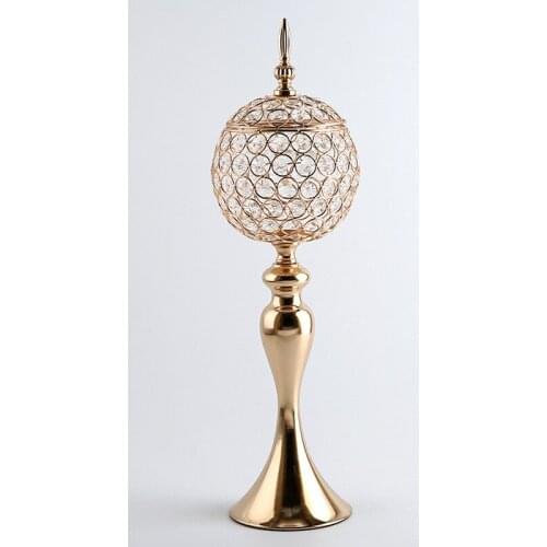 10pcs) Popular design metal candle holder with lid crystal bead for wedding table decorations senyu2035