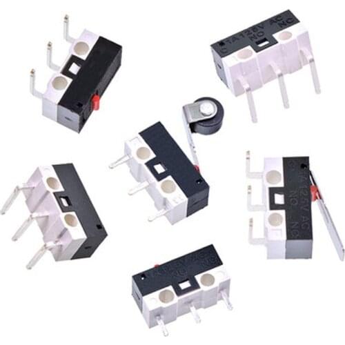 5Pcs Micro Limit Switch Momentary Push Button Switch 1A 125V AC Mouse Switch 3Pins Long Handle Roller Lever Arm SPDT 12*6*6mm