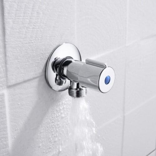 Bathroom Accessories Chrome Finish Brass Body Round ABS Handle Blue Angle Valve For Mop Pool