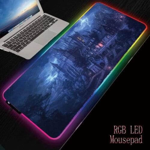 Mairuige Fantasy World RGB Gaming Gamer Large Mousepad LED Lighting USB Keyboard Colorful Desk Pad Mice Mat for Laptop Desktop