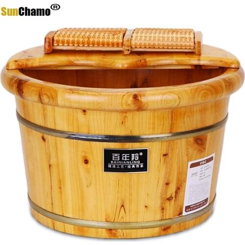 2021 Foot SPA Bath Barrel Foot Bath Message Washing Small Tub Solid Wood Foot Bath Bucket Home Artifact Foot Soak Tub