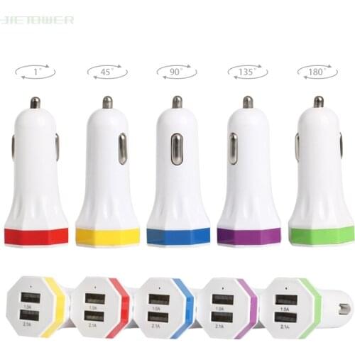 Colorful 5 Colors Gossip Octagon Octagonal Style 2usb 5V 2.1A 1A Car Charge Adapter Factory Wholesale for Callphone 100 Pcs