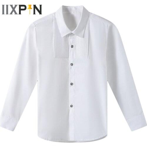 Teenage Clothes Kids Girls Long Sleeves White Shirt School Uniforms Tops Boys Shirt Blouses Kids Shirt For Boys Children Tops