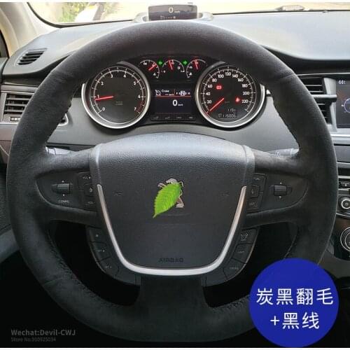 DIY Hand-Stitch Car steering Wheel Cover For Peugeot 408 508 307 3008 5008 308 Black Suede Grip Auto Parts Interior Accessories