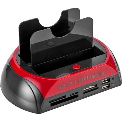 Double Dock HDD Docking Station 2.5inch 3.5inch SATA IDE Hard Disk Drive Hub Enclosure Box Caddy with USB Cable AC Adapter