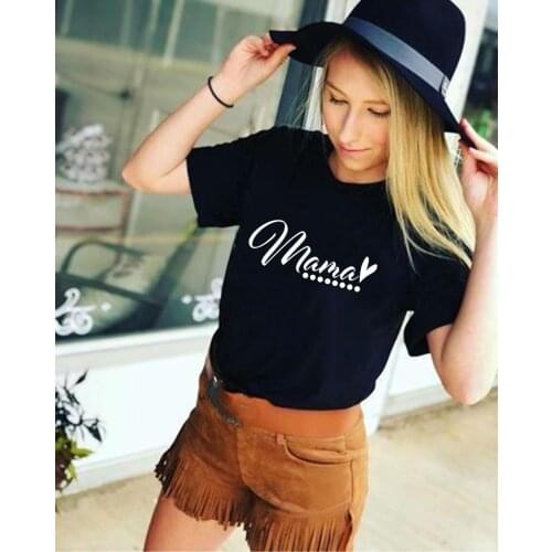 Mama Letter Love Heart Print Women T-shirt Mom Life Summer Harajuku O-neck Aesthetic Tshirt Mother Gift Tee Tops Camisetas Mujer