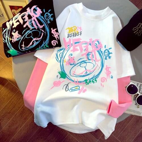 2021 Anime T-shirt For Girls Oversized Cute Kawaii Summer Female Top Japanese Street Harajuku Clothes Gothic Punk Women Clothing