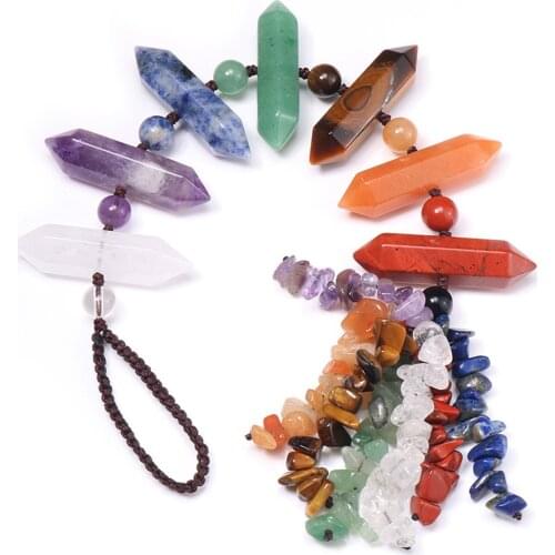 Yoga Healing 7 Chakra Stones Symbols Stone Set Palm Natural Stone Crystal Gemstones Fengshui Decor Reiki Healing Wall Art Decor