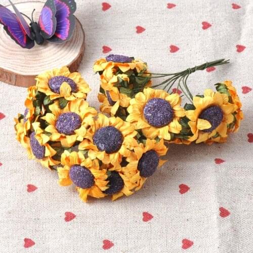 Artificial Paper Sunflower Handmade Flower DIY Dorm Decorations 50pcs 30mm CP0053