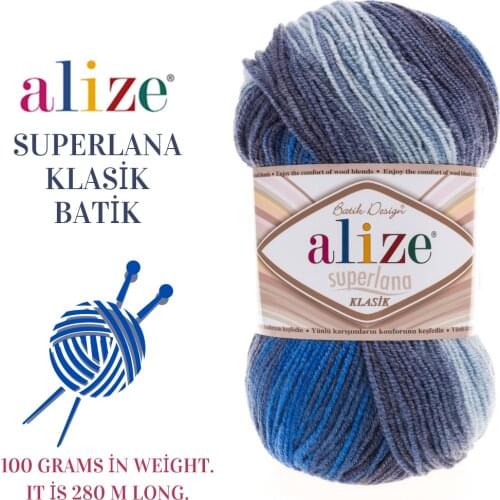 Alize Superlana Classic Batik, Knitting Yarn, Crochet Yarn, Acrylic Yarn, Soft Yarn, Multicolour Yarn, Superlana Klasik Batik