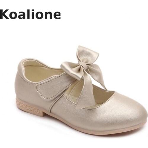 Girls Leather Shoes Kids Student Moccasin Pu Leather Childrens Princess Shoes Gold White Girls Wedding Dance Perform Shoes Flat