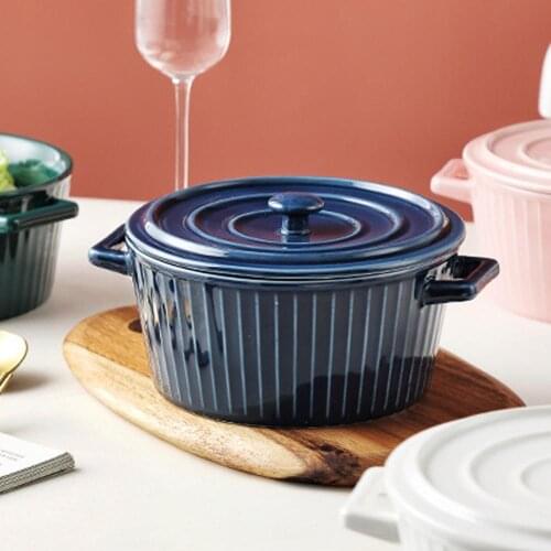 Colourful Household ceramic big bowl instant noodle bowl with lid tableware big soup bowl fruit carrier Vegetable salad bowl