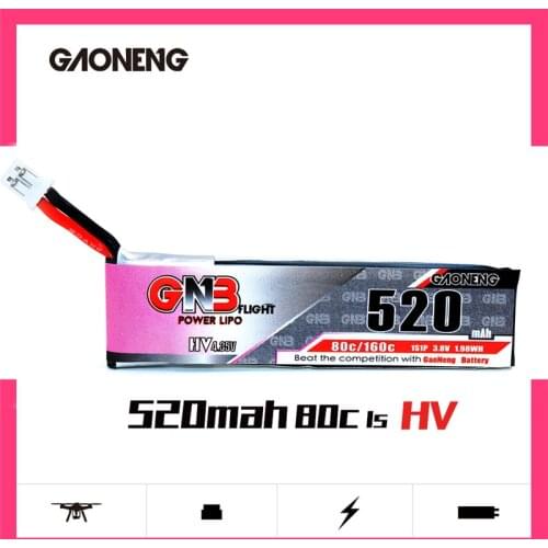 GAONENG GNB 520mAh 1S 3.8V 80C HV Lipo Battery PH2.0 Connector Lithium Battery for EMAX TinyHawk RC FPV Racing Drone Tinywhoop