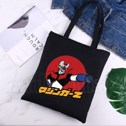 Mazinger Z Simple Women Package Elegant Canvas Bag Handbags Shoulder Bags Casual Shopping Girls Handbag Black