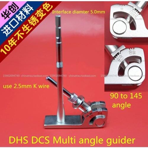 Medical orthopedic instrument femur DHS DCS Multi angle guider 2.5mm Kirschner wire pin guide 90 to 145 angle Ruler sleeve