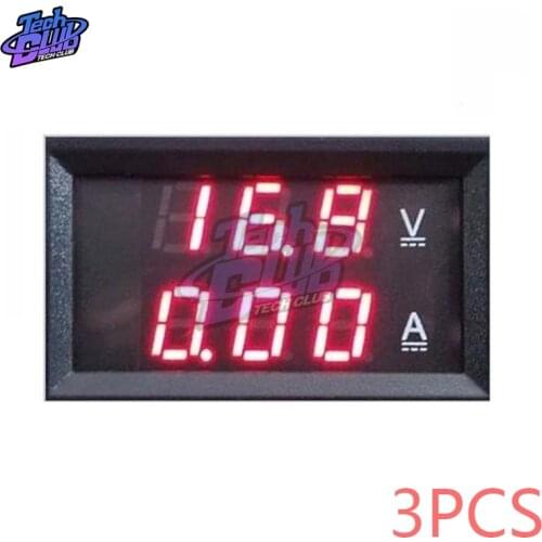 3PCS Mini 0.56inch Digital Voltmeter Ammeter DC 100V 10A AMP Volt Voltage Current Meter Tester 0.56" Red Red Dual LED Display