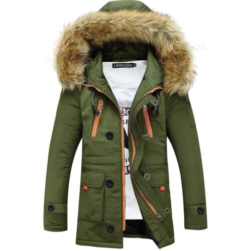 Thickening Parkas Men 2020 Winter Jacket Mens Coats Male Outerwear Fur Collar Casual Long Cotton Wadded men Hooded Coat