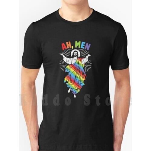 Ah Men Funny Pride Jesus Rainbow Flag God T Shirt Men Cotton Cotton S-6Xl Jesus Christ Funny Meme Pride Jesus Jesus Pride Jesus