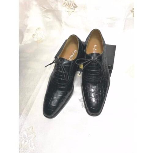 2018 latest fashion luxury quality100% Genuine real crocodile belly skin men shoe durable solid crocodile skin men business shoe