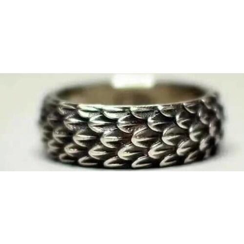 Personality Silver Color Hand Carving Dragon Scale Rinsg for Men Punk Finger Retro Ring Motorcycle Party Jewelry