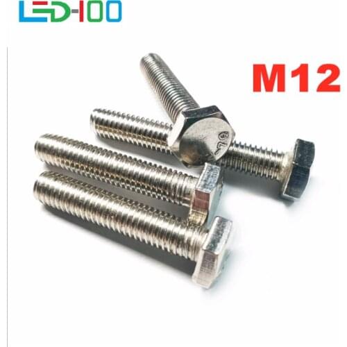 NEW 10Pcs M12 M14 DIN933 304 Stainless Steel Hexagon Head Screws Outer Hex Bolt 20~55mm