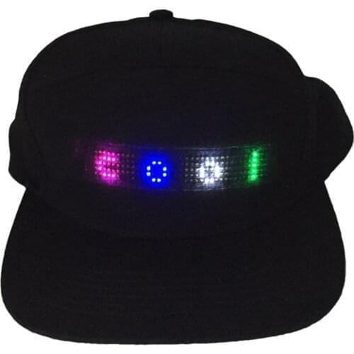 2021 novelty lights Xmas animated Bluetooth Led Light up Hat Display Board hip hop street dance party Hats glow cap Summer camp