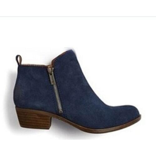 2020 Newest Autumn And Winter Brown Blue Black Color Thick Bottom Large Size Side Zipper Boots Womens Martin Boots