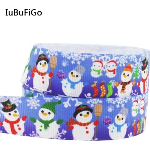 [IuBuFiGo] New Christmas Snowman,7/8" Grosgrain Printed ribbon,Hair bows DIY handmade 22mm 40 yards