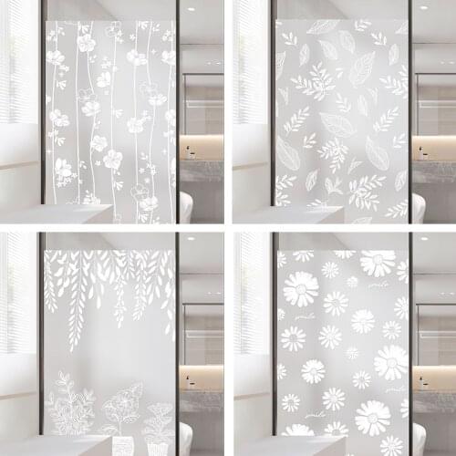 NUELIFE White plant pattern balcony sliding door window glass sticker anti-lighting shading bathroom opaque Electrostatic film