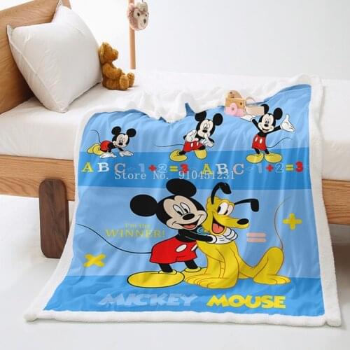 Disney Mickey Blanket Plush Throw for Beds Sofa Noble Bedding Sherpa Blankets Kids Gift