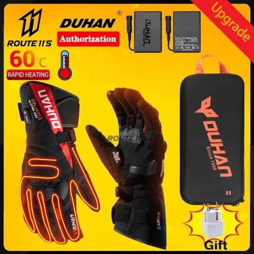 DUHAN Heated Gloves With Battery Powered Winter Outdoor Thermal Motorcycle Riding Gloves 100% Waterproof Keep Warm Moto Guantes