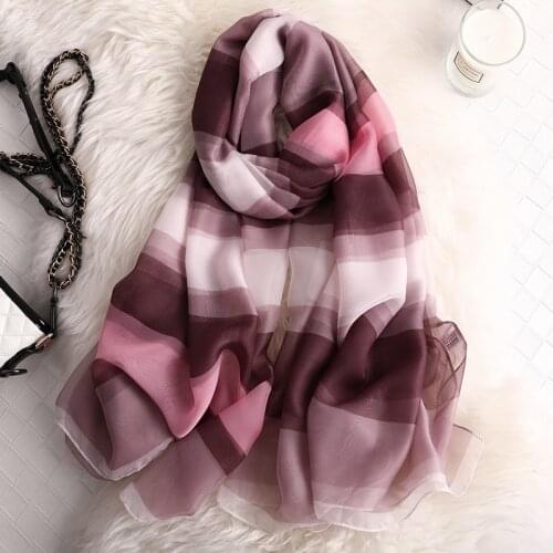 Luxury Brand 2020 New Womens Long Scarf Fashion Lady Stripe Silk Scarves Print Shawls And Wraps Pashmina Foulard Bandana Hijab