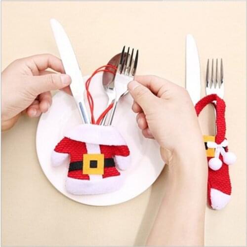 Christmas Desktop Decoration Knife and Fork Cover Christmas cutlery Set Decorations Christmas Small Clothes Pants