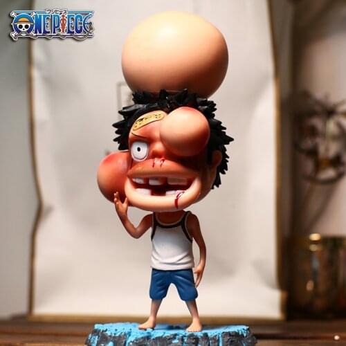 Ne Piece Luffy Funny Lump Fat Face Swelling Ver. PVC Action Figures OP Luffy Zoro Sanji Collectibles Model Toys 15cm