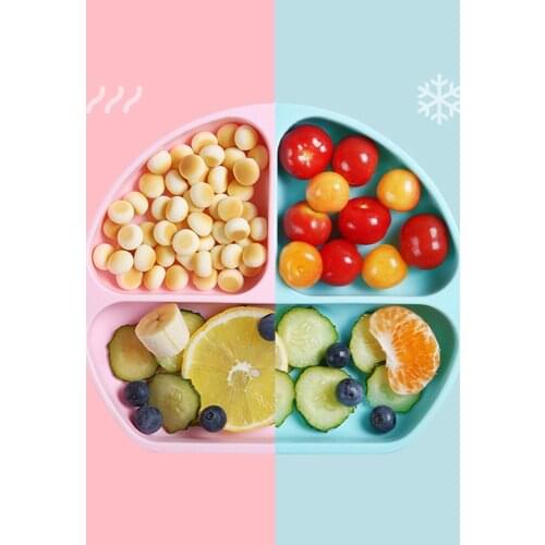 Children Silicone Dinner Plate Toddler Self-Feeding Suction Plate Baby Feeding Bowls Microwave Safe Dishes BPA Free