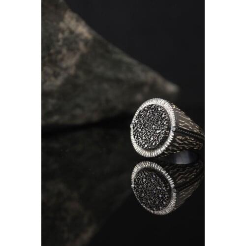 Dark Zircone Traditional Turkish 925 Sterling Silver Special Handmade Signet Rings Jewelry Gift From Turkey for Women Men