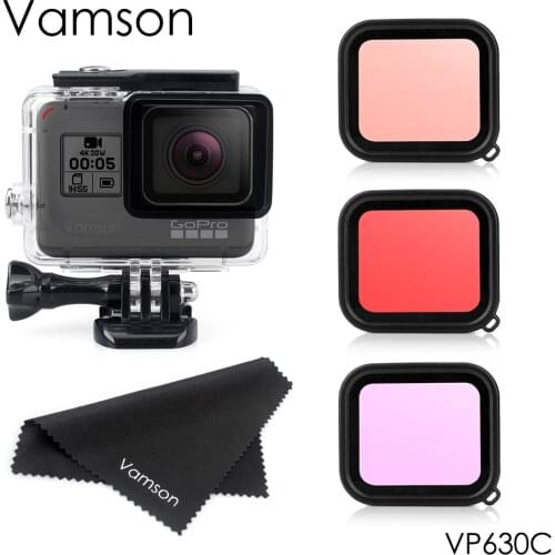 Vamson 45M Diving Waterproof Housing Case + Dive Color Lens Filter Kit for GoPro Hero 8 7 Black 6 5 Camera Accessories VP630C