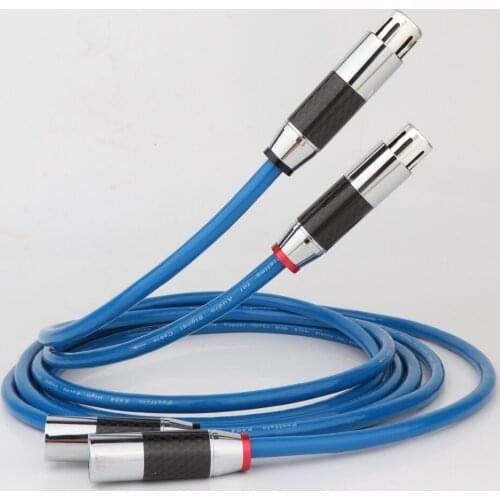 High Quality X404 Copper Silver Plating Blue Audio Balance interconnect cable with carbon fiber XLR plug connector hifi