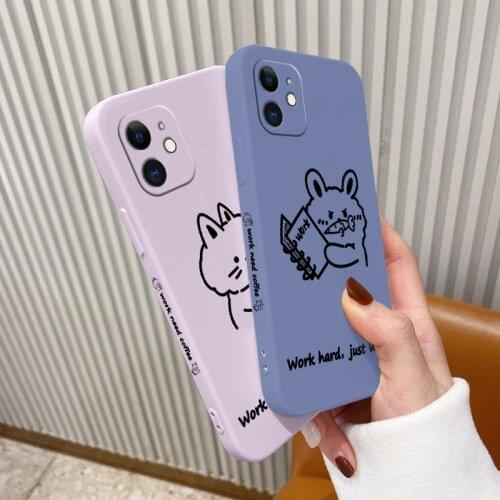 Hard Working Cat Camera Lens Protect Case For iPhone 12 11 Soft Liquid Silicone Phone Cover For X XR XS MAX SE2020 8 7 6 6S Plus