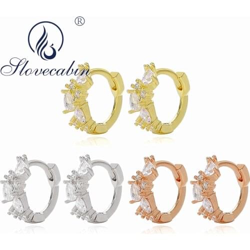 Slovecabin Original 925 Sterling Silver Small Size 7mm Zircon Hoop Huggies Earrings Bijoux Femme Luxury Fine Jewelry Accessories