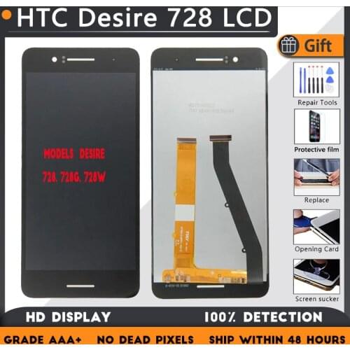 For HTC Desire 728 dual sim LCD screen assembly touch glass,Desire 728G 728W D728x LCD Display original Black White